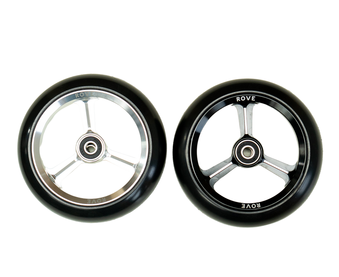 Rove 5 inch castor wheels pair showing mounting hardware