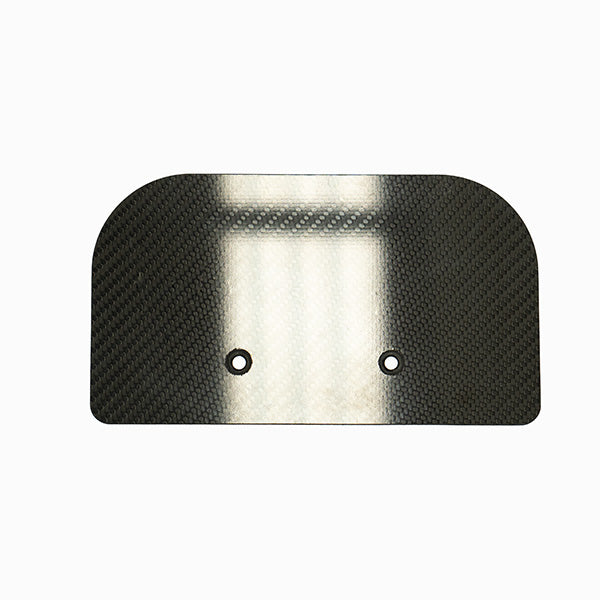 Custom carbon footplate mounted on wheelchair front hanger