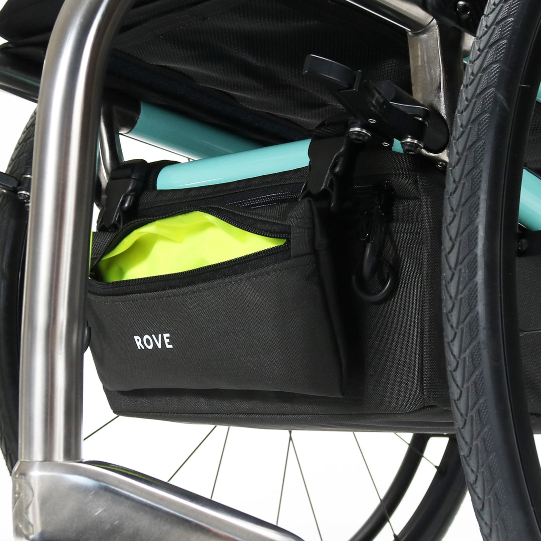 Premium underchair bag side profile showing pouch attachment