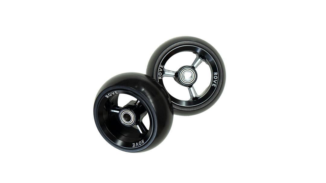 Rove 3 inch castor wheels pair showing mounting hardware
